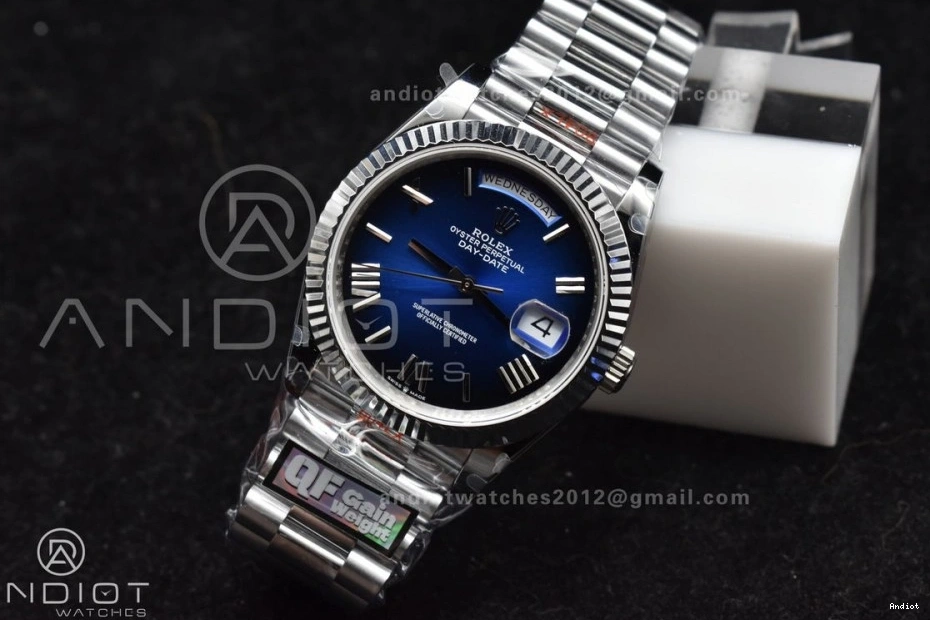 Dial QF on DayDate 40 (Gain President SS V4 Blue Edition Steel Bracelet A2836 Weight) Best 904L Black 0426